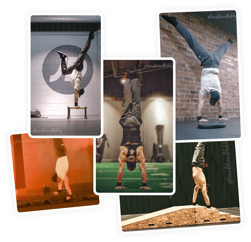 Collage of handstand photos