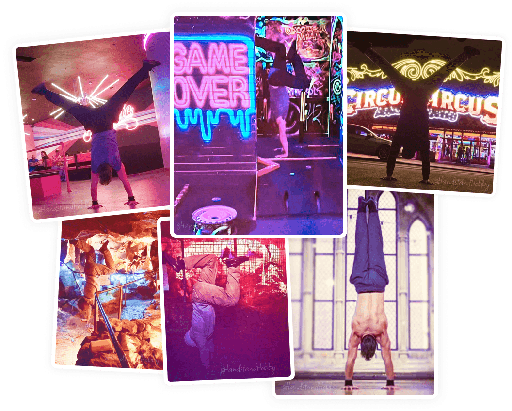 Collage of handstand photos