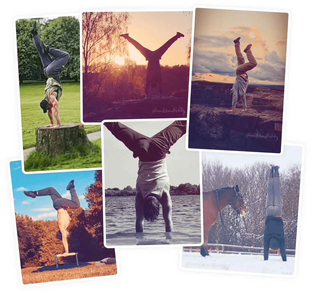Collage of handstand photos